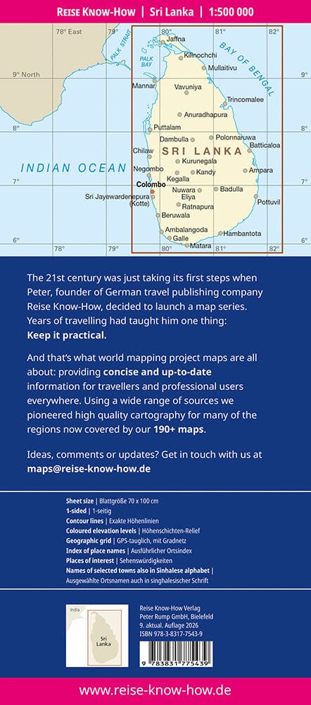 Carte routière - Sri Lanka | Reise Know How carte routière Reise Know-How 
