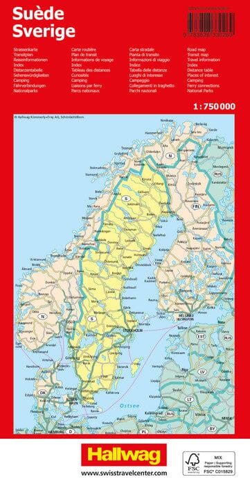 Carte routière - Suède | Hallwag carte routière Hallwag