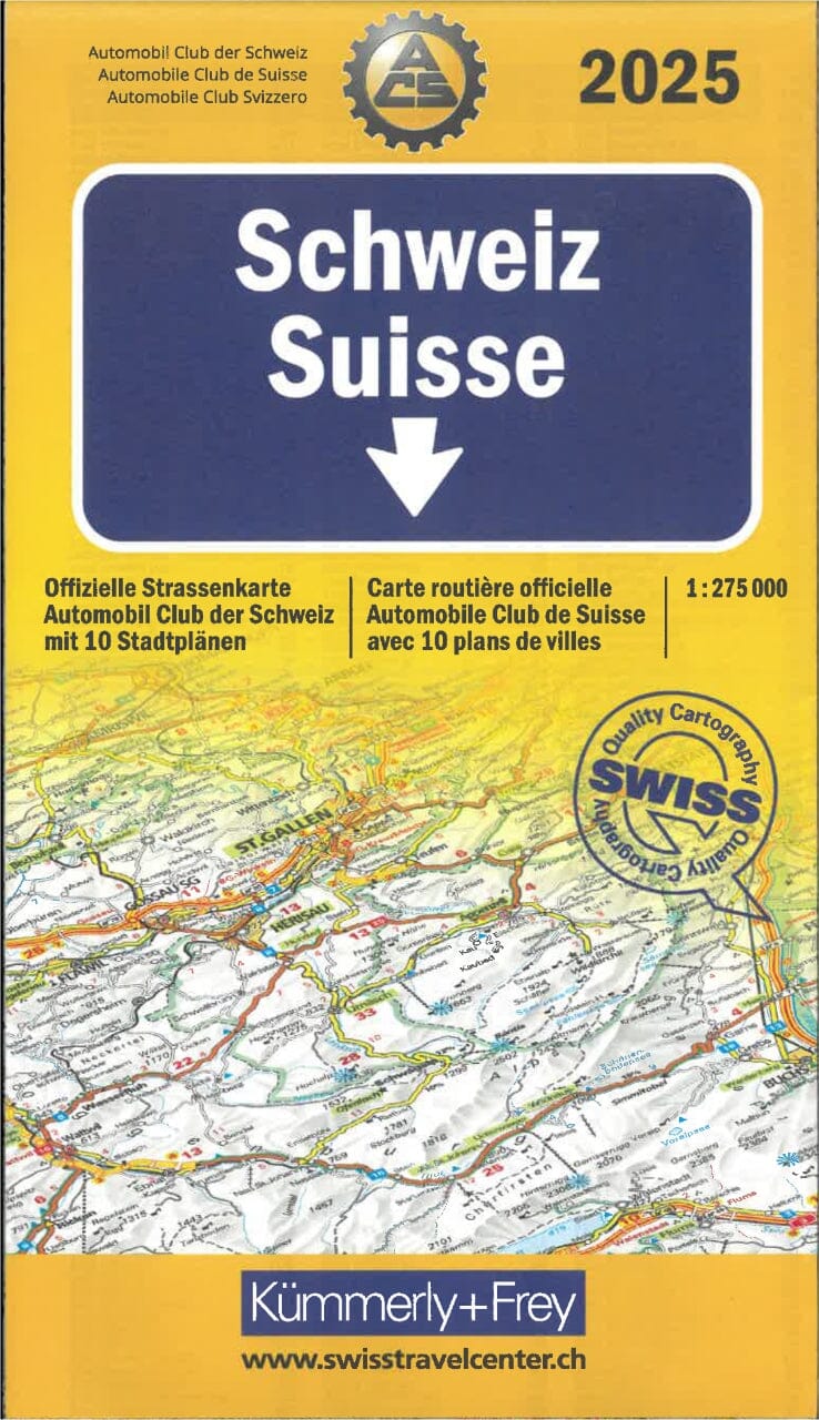 Carte routière - Suisse 2025 +10 plans de ville | Kümmerly & Frey carte routière Kümmerly & Frey