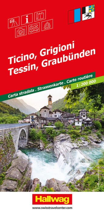 Carte routière - Tessin, Grisons (Suisse) | Hallwag carte routière Hallwag 
