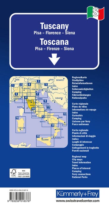 Carte routière - Toscane | Kümmerly & Frey carte pliée Kümmerly & Frey 