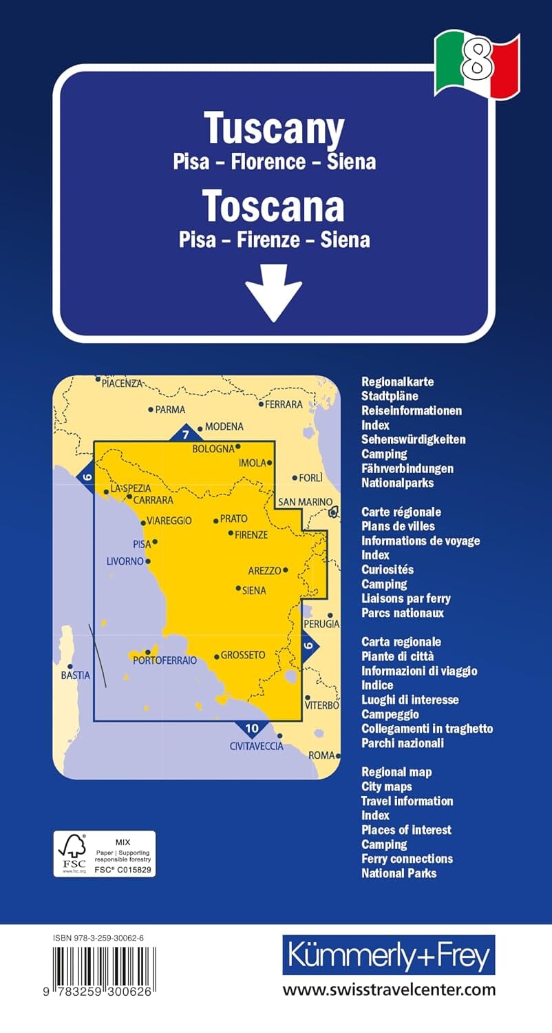 Carte routière - Toscane | Kümmerly & Frey carte routière Hallwag Kümmerly-Frey