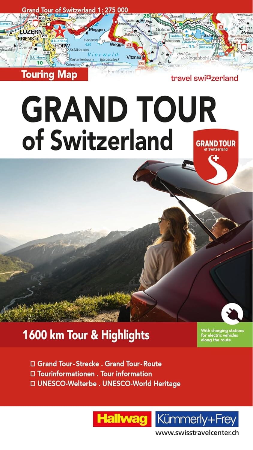 Carte routière touristique - Grand tour de Suisse | Hallwag carte routière Hallwag