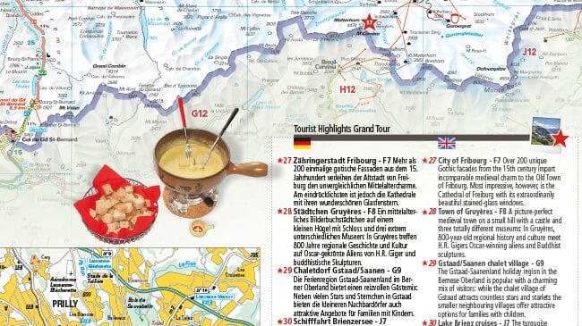 Carte routière touristique - Grand tour de Suisse | Hallwag carte routière Hallwag