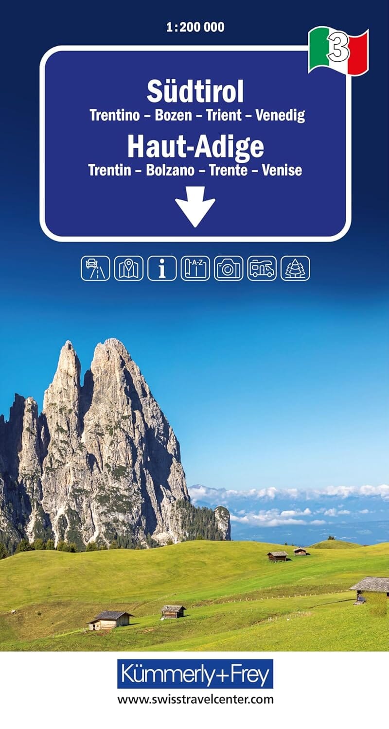 Carte routière - Trentin-Haut-Adige (Tyrol du Sud) | Kümmerly & Frey carte routière Hallwag Kümmerly-Frey