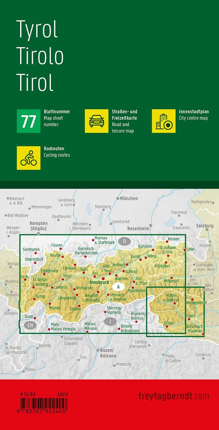 Carte routière - Tyrol (Autriche) | Freytag & Berndt carte routière Freytag & Berndt