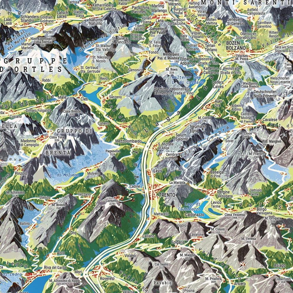 Carte routière Tyrol - Dolomites - Lac de Garde avec panorama | Freytag & Berndt carte routière Freytag & Berndt 