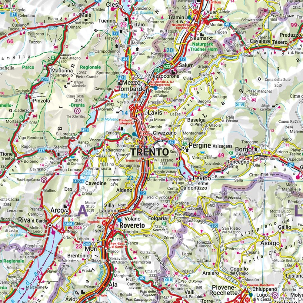Carte routière Tyrol - Dolomites - Lac de Garde avec panorama | Freytag & Berndt carte routière Freytag & Berndt 