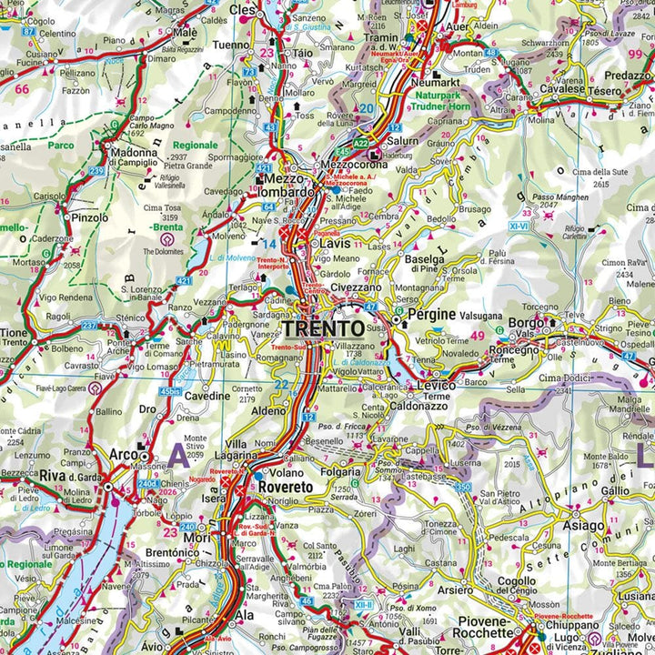 Carte routière Tyrol - Dolomites - Lac de Garde avec panorama | Freytag & Berndt carte routière Freytag & Berndt 