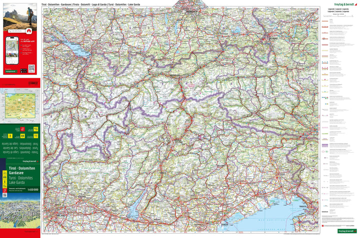 Carte routière Tyrol - Dolomites - Lac de Garde avec panorama | Freytag & Berndt carte routière Freytag & Berndt 