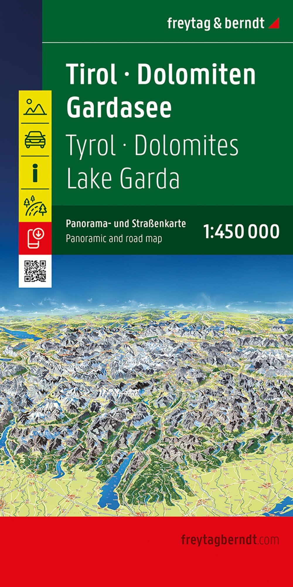 Carte routière Tyrol - Dolomites - Lac de Garde avec panorama | Freytag & Berndt carte routière Freytag & Berndt 