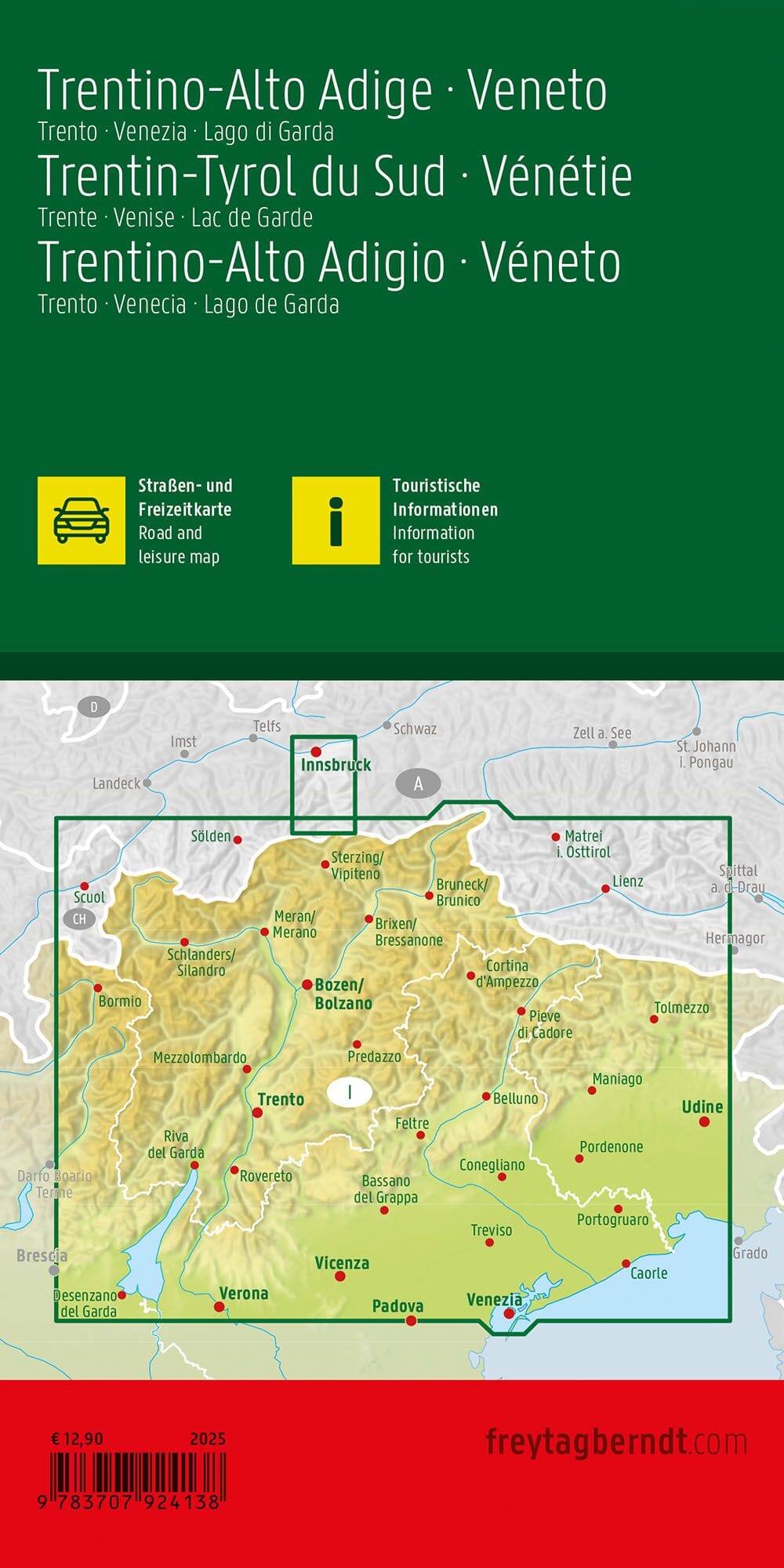 Carte routière - Tyrol du Sud, Trentin & Vénétie | Freytag & Berndt carte routière Freytag & Berndt