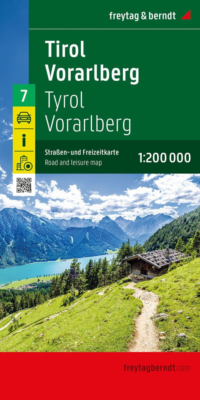 Carte routière de l'Autriche n° 7 - Tyrol & Vorarlberg | Freytag & Berndt - 1/200 000 carte routière Freytag & Berndt
