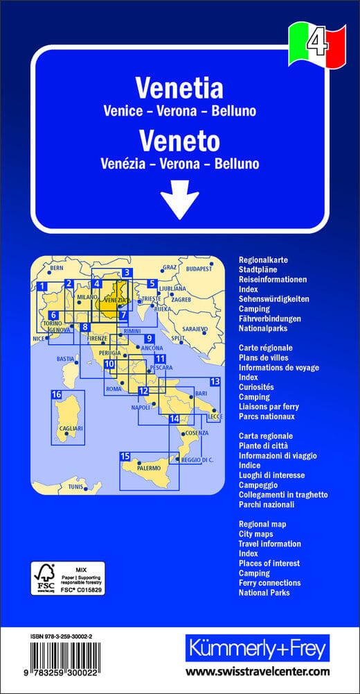 Carte routière - Vénétie | Kümmerly & Frey carte routière Kümmerly & Frey