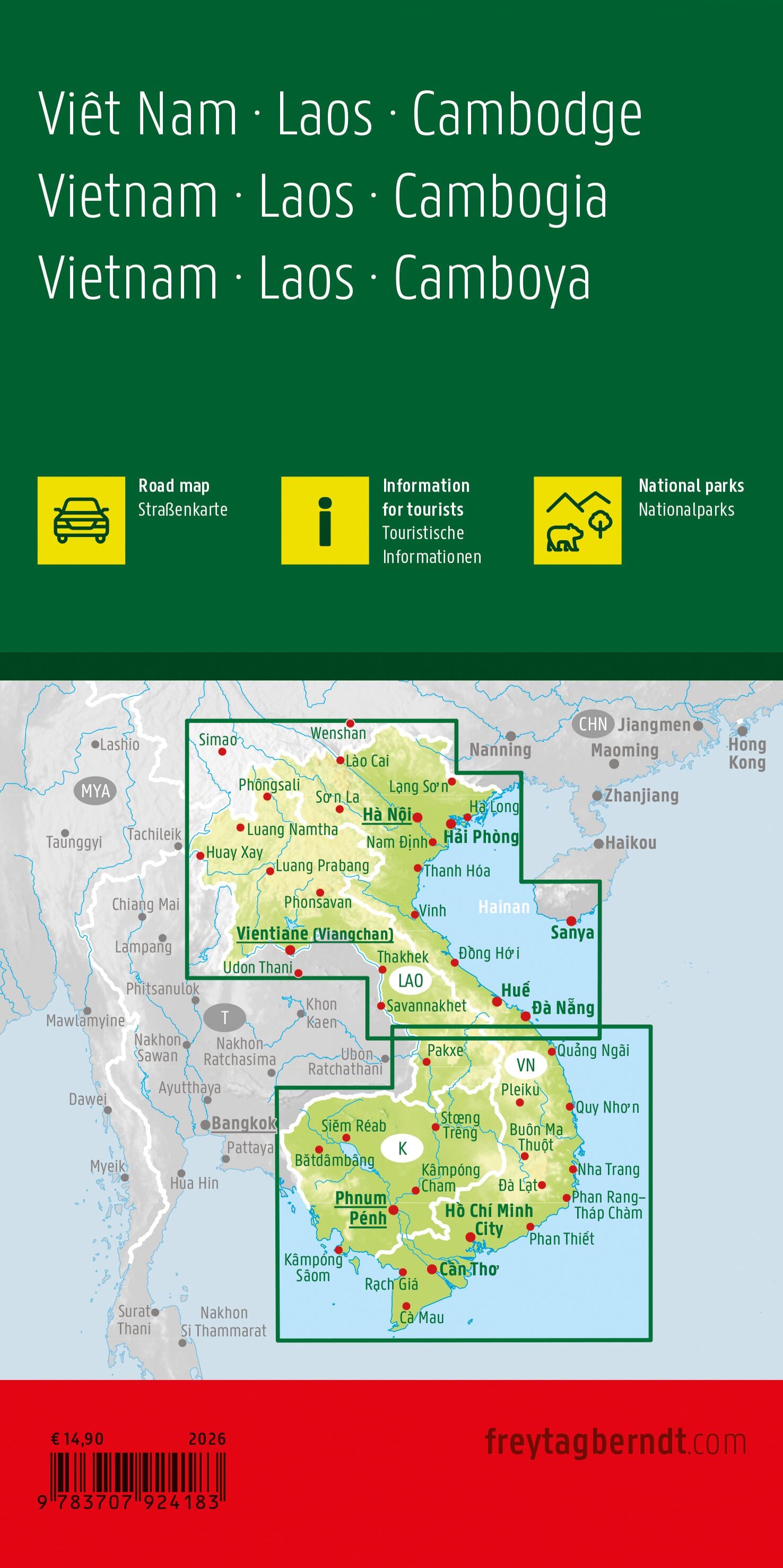 Carte routière - Vietnam, Laos et Cambodge | Freytag & Berndt carte routière Freytag & Berndt 