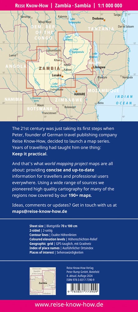 Carte routière - Zambie | Reise Know How carte routière Reise Know-How