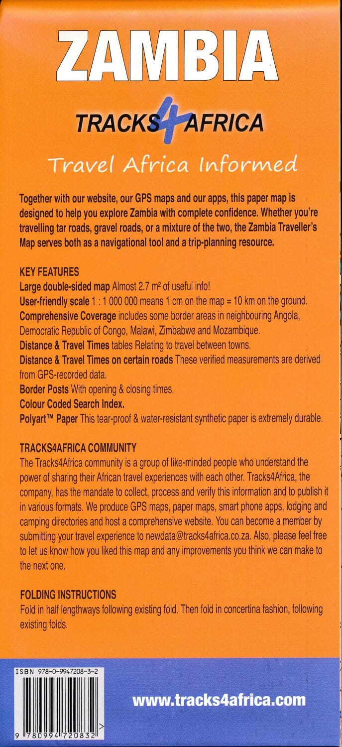 Carte routière - Zambie | Tracks4Africa carte routière Tracks4Africa