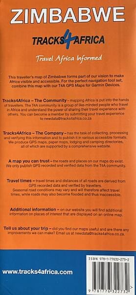 Carte routière - Zimbabwe | Tracks4Africa carte routière Tracks4Africa