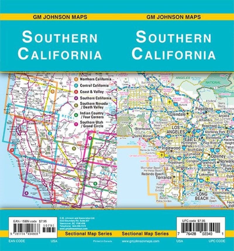 Carte sectionnelle - Sud de la Californie | GM Johnson carte pliée GM Johnson 