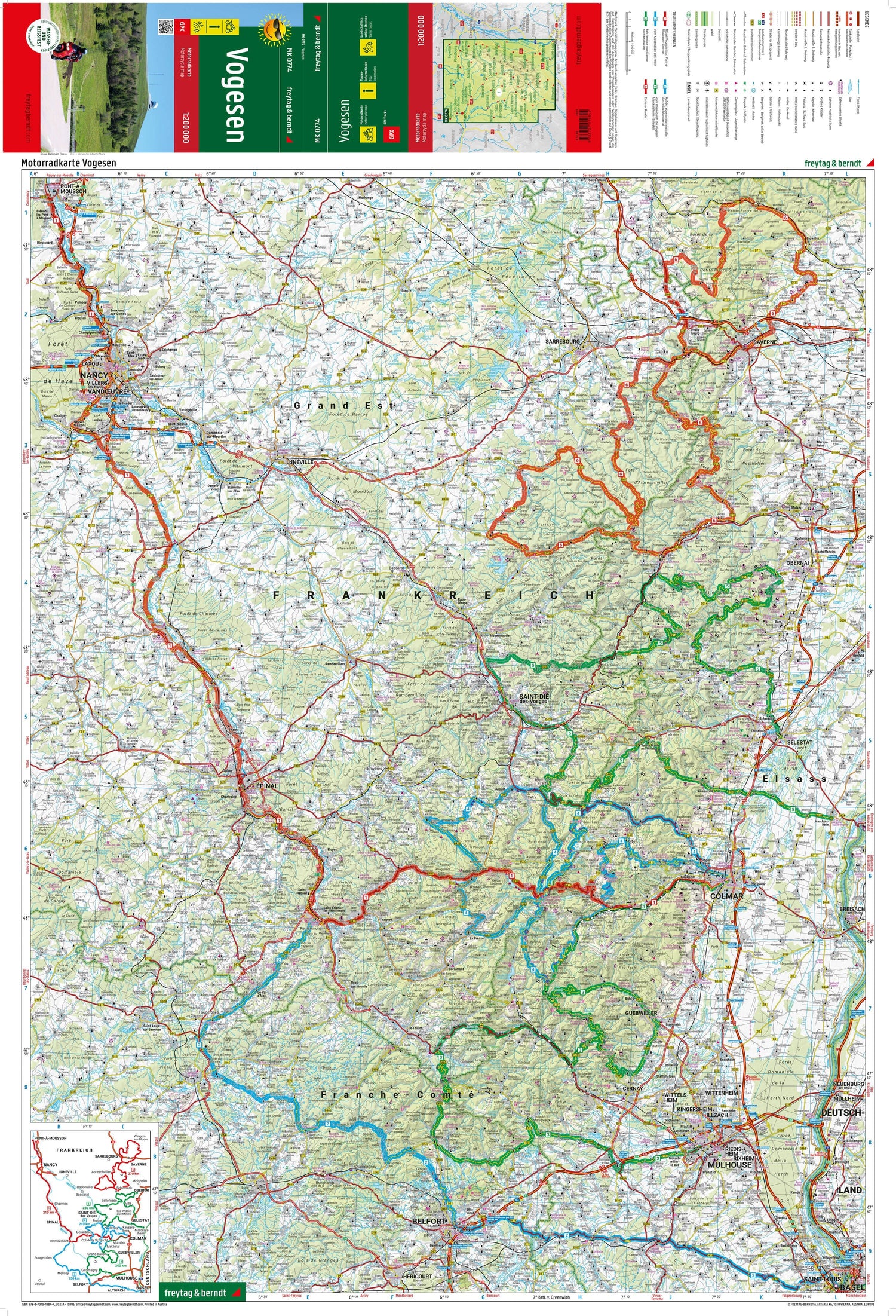 Carte spéciale moto - Vosges | Freytag & Berndt carte routière Freytag & Berndt