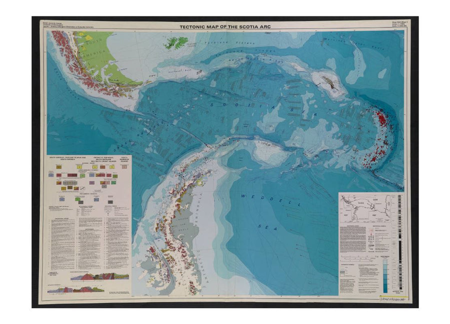Carte tectonique de l'arc Scotia | British Antarctic Survey carte murale petit tube British Antarctic Survey 