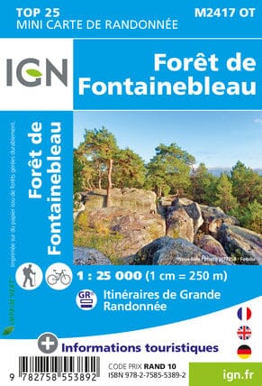 Carte Top 25 Mini n° M2417 OT - Forêt de Fontainebleau | IGN carte de randonnée IGN