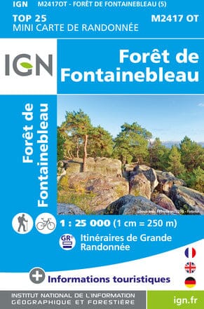 Carte Top 25 Mini n° M2417 OT - Forêt de Fontainebleau | IGN carte de randonnée IGN