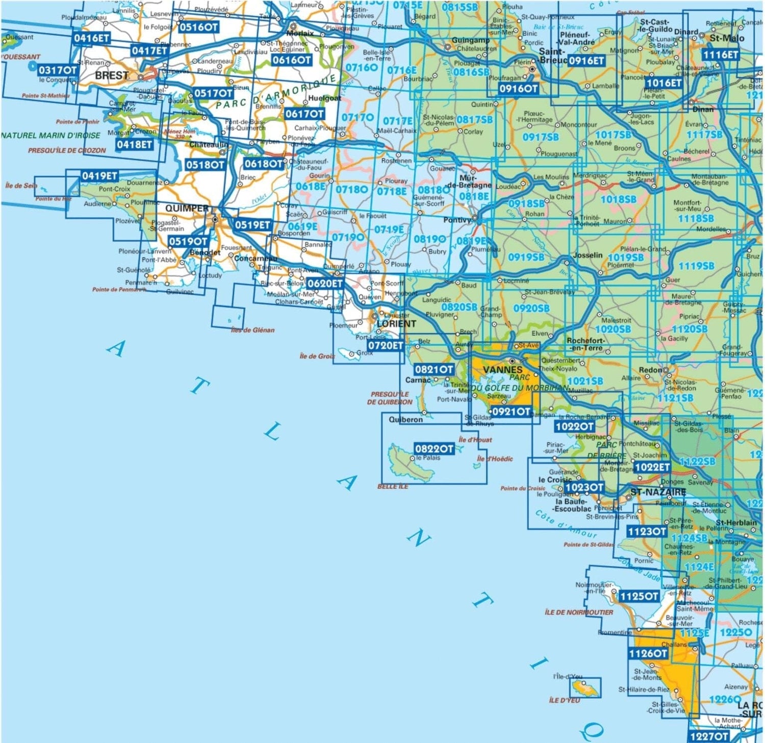 Carte TOP 25 n° 0519 OT - Pont-l'Abbé, Pointe de Penmarc'h | IGN carte de randonnée IGN