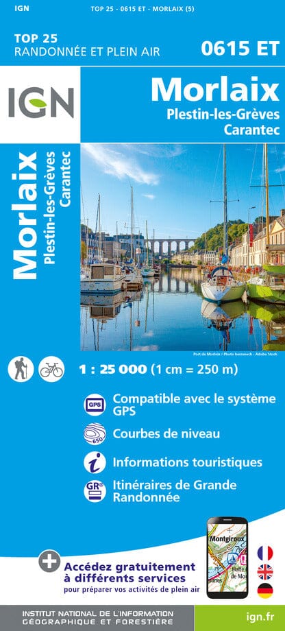 Carte TOP 25 n° 0615 ET - Morlaix, Plestin-les-Grèves, Carantec | IGN carte pliée IGN 