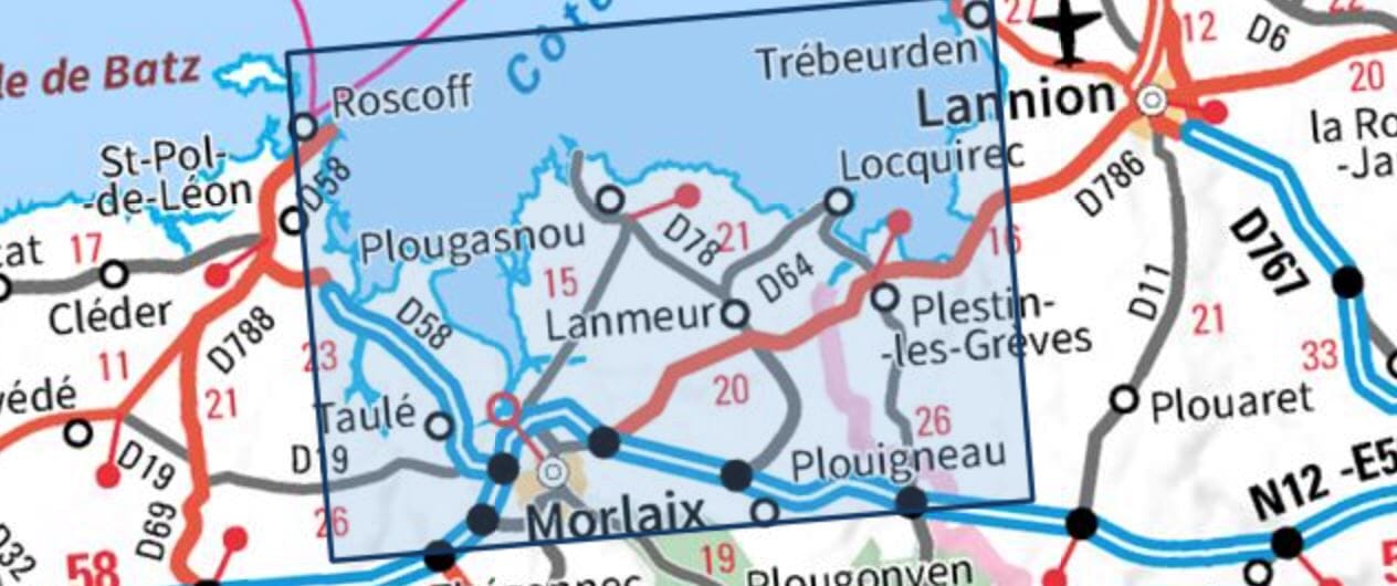 Carte TOP 25 n° 0615 ET - Morlaix, Plestin-les-Grèves, Carantec | IGN carte de randonnée IGN