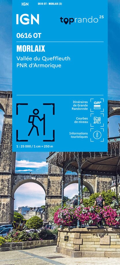 Carte TOP 25 n° 0616 OT - Morlaix, Vallée du Queffleuth, PNR d'Armorique | IGN carte de randonnée IGN