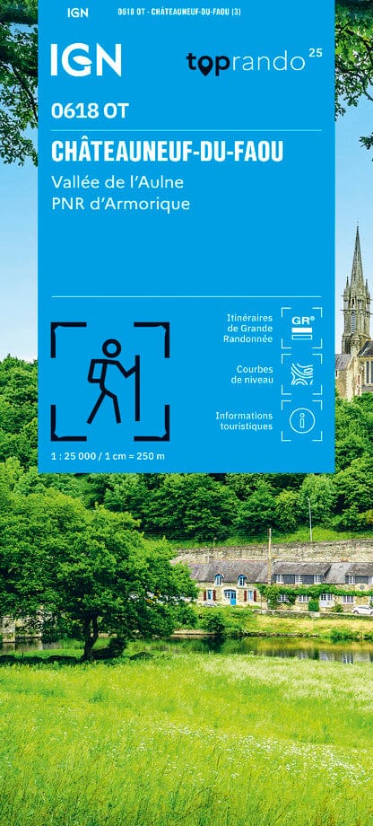 Carte TOP 25 n° 0618 OT - Châteauneuf-du-Faou, Vallée de l'Aulne, PNR d'Armorique | IGN carte de randonnée IGN 