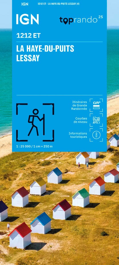 Lessay Map IGN TOP 25 hiking map no. 1212 ET - La Haye-du-Puits, Lessay (Manche ...