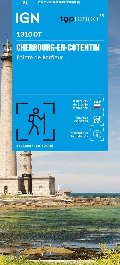 Carte TOP 25 n° 1310 OT - Cherbourg-en-Cotentin, Pointe de Barfleur | IGN carte de randonnée IGN 