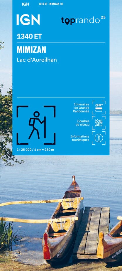 Carte TOP 25 n° 1340 ET - Mimizan, Lac d'Aureilhan | IGN carte de randonnée IGN