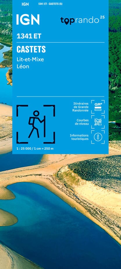 Carte TOP 25 n° 1341 ET - Castets, Lit-et-Mixe, Léon | IGN carte de randonnée IGN