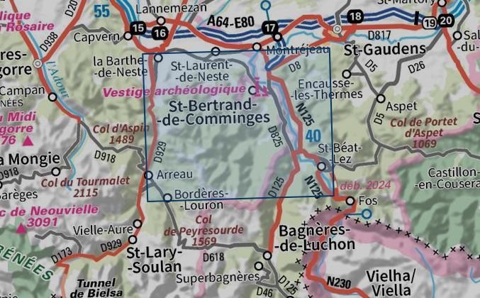 Carte TOP 25 n° 1847 OT - Saint-Bertrand-de-Cominges (Pyrénées) | IGN carte pliée IGN 