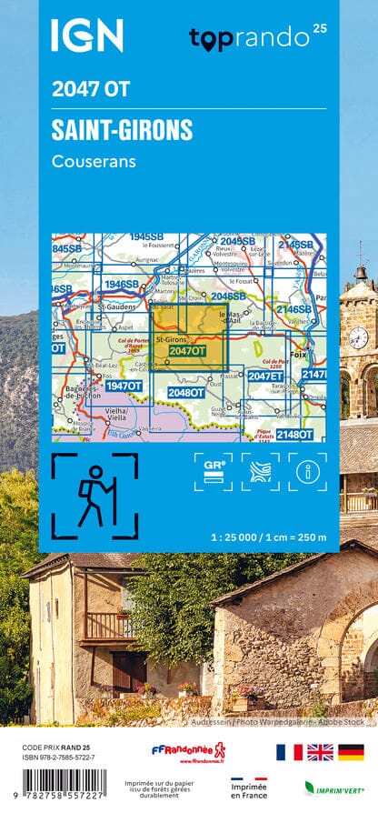 Carte TOP 25 n° 2047 OT - Saint-Girons & Couserans (Pyrénées) | IGN carte de randonnée IGN