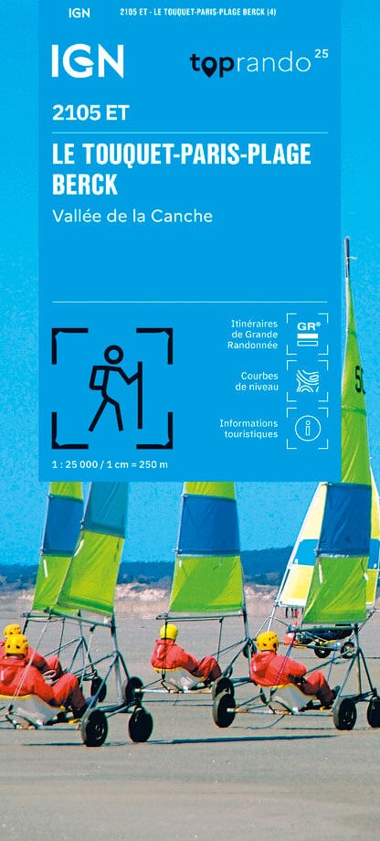 Carte TOP 25 n° 2105 ET - Le Touquet-Paris-Plage, Berck, Vallée de la Canche | IGN carte de randonnée IGN
