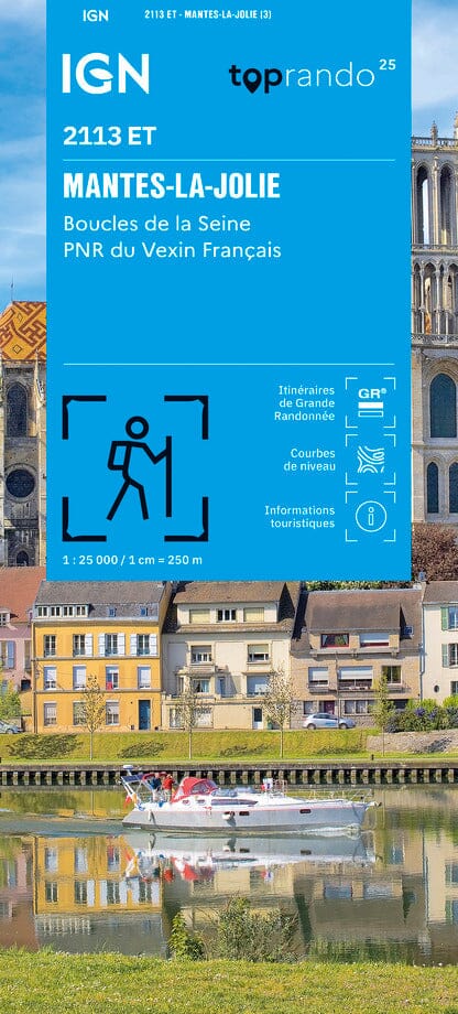 Carte TOP 25 n° 2113 ET - Mantes-la-Jolie, Boucles de la Seine, PNR du Vexin français | IGN carte pliée IGN 