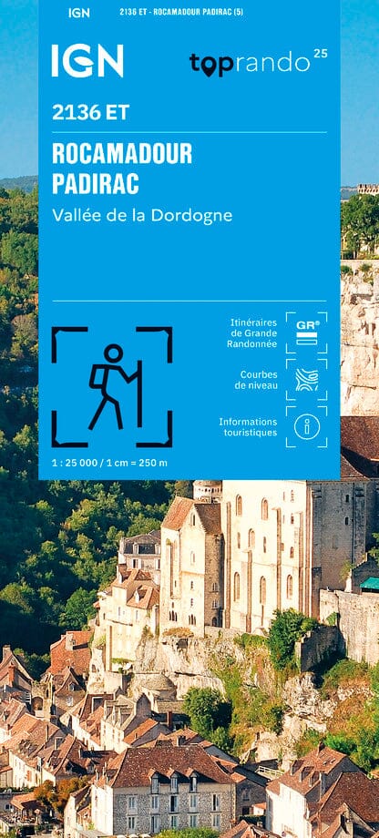 Carte TOP 25 n° 2136 ET - Rocamadour, Padirac, Vallée de la Dordogne | IGN carte pliée IGN 