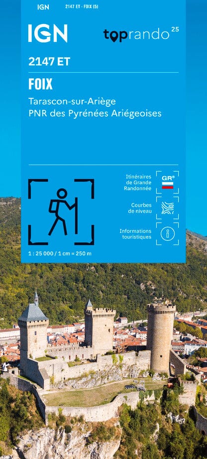 Carte de randonnée IGN TOP 25 n° 2147 ET - Foix, Tarascon sur Ariège, PNR des Pyrénées Ariégeoises carte de randonnée IGN