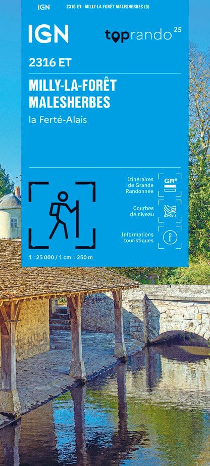 Carte TOP 25 n° 2316 ET - Milly-la-Forêt, Malesherbes, La Ferté-Alais | IGN carte pliée IGN 
