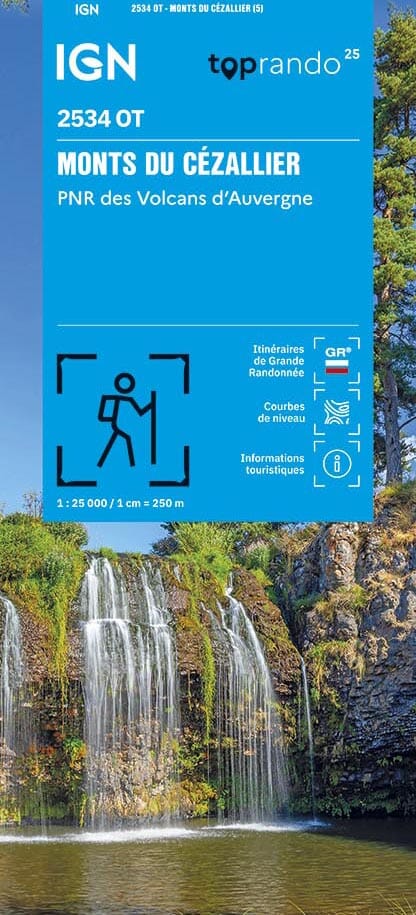 Carte TOP 25 n° 2534 OT - Monts du Cézallier (Massif Central) | IGN carte de randonnée IGN 