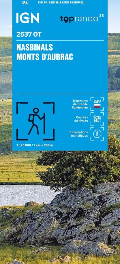 Carte TOP 25 n° 2537 OT - Nasbinals, Monts d'Aubrac | IGN carte de randonnée IGN 