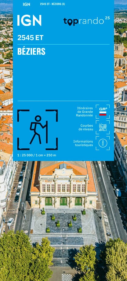 Carte TOP 25 n° 2545 ET - Béziers | IGN carte de randonnée IGN 
