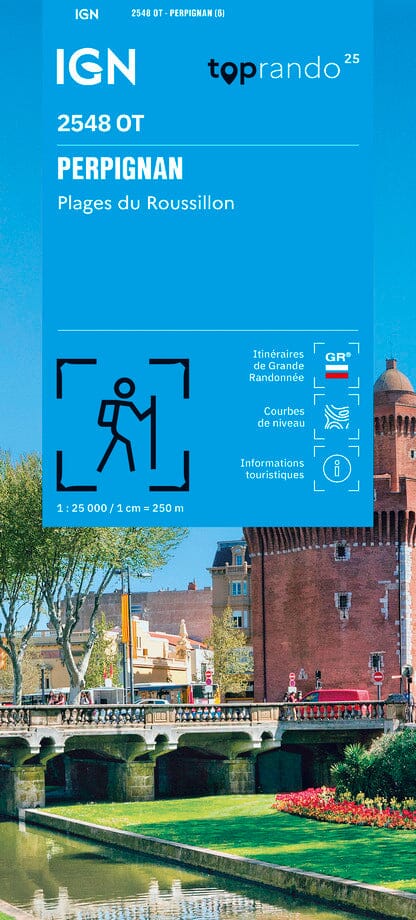 Carte TOP 25 n° 2548 OT - Perpignan, Plages du Roussillon | IGN carte de randonnée IGN 