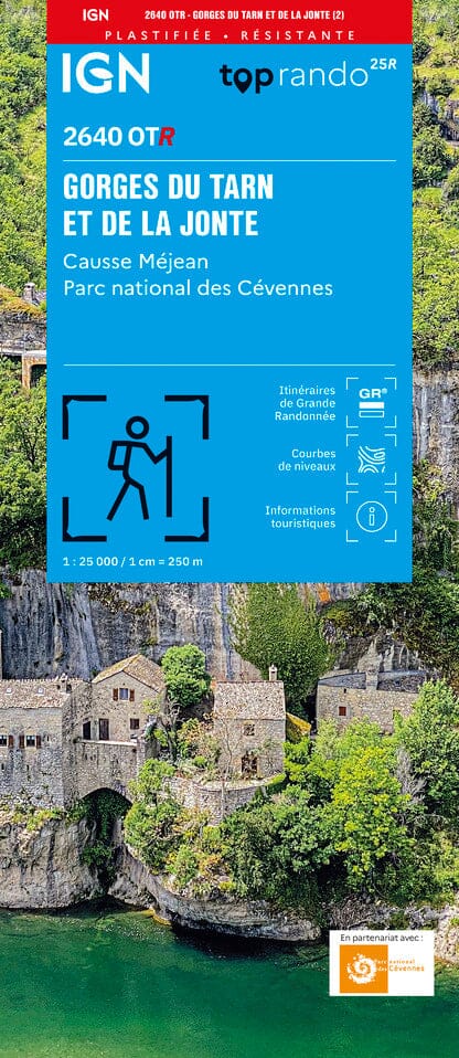 Carte TOP 25 n° 2640 OTR (résistante) - Gorges du Tarn et de la Jonte, Causse Méjan (PN des Cévennes) | IGN carte de randonnée IGN