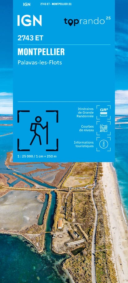 Carte TOP 25 n° 2743 ET - Montpellier, Palavas-les-Flots | IGN carte de randonnée IGN