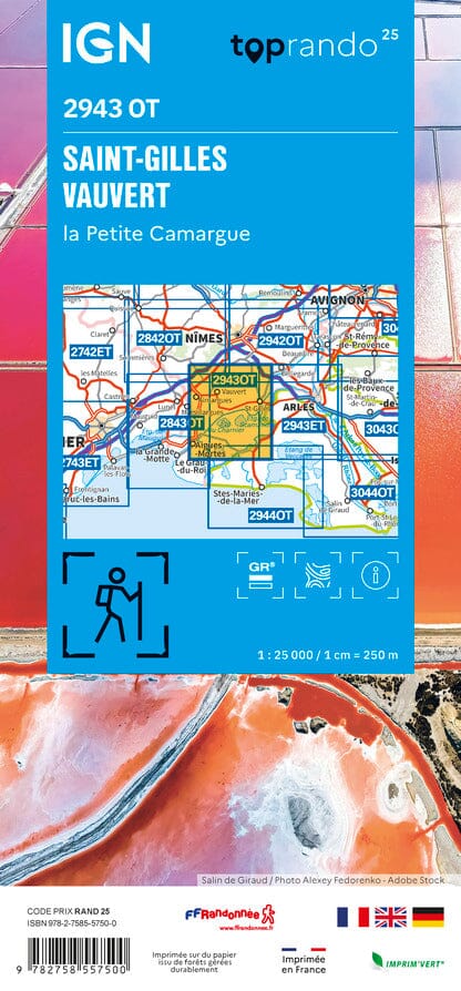 Carte TOP 25 n° 2943 OT - Saint-Gilles, Vauvert | IGN carte de randonnée IGN